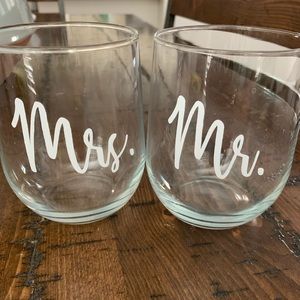 Mr. & Mrs. Stemless Wine Glasses